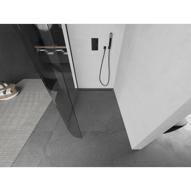 Mexen Kioto-R L íves Walk-in zuhanyfal 110 x 200 cm, átlátszó, fekete - 800-110-103-70-06