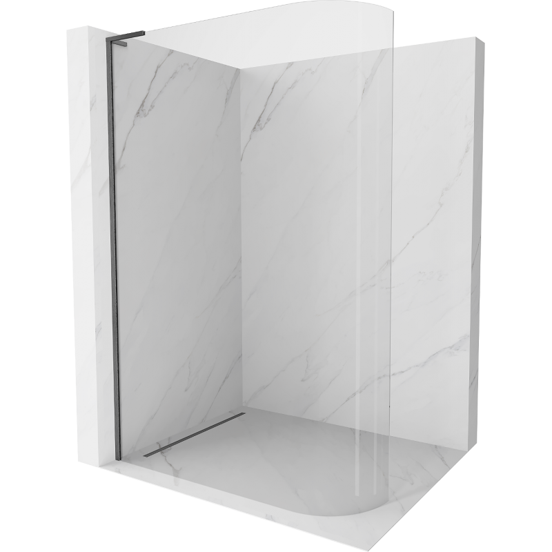 Mexen Kioto-R L perete de duș rotunjit Walk-in 120 x 200 cm, transparent, gri armă periat - 800-120-103-66-06