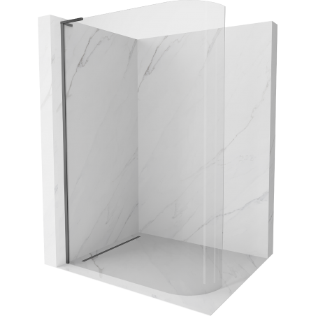 Mexen Kioto-R L Lekerekített Walk-in zuhanyfal 110 x 200 cm, átlátszó, gun metal - 800-110-103-95-06