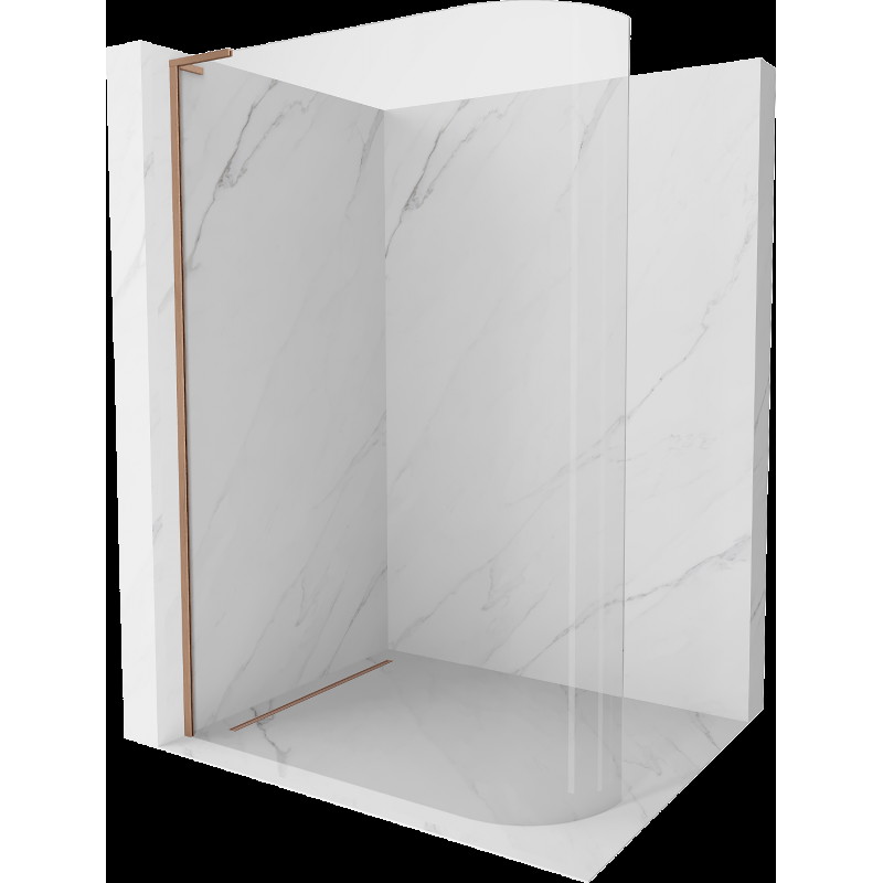 Mexen Kioto L perete de duș rotunjită Walk-in 90 x 200 cm, transparent, cu bronz periat - 800-090-103-65-06