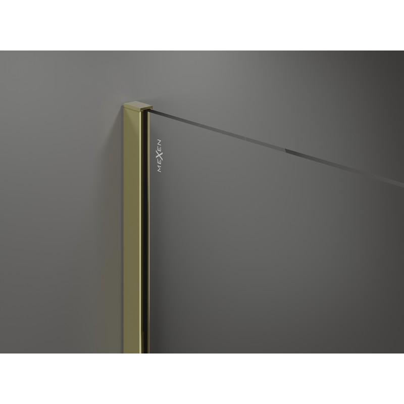 Mexen Kioto Walk-in zuhanyfal 50 x 200 cm, fekete keret, 8 mm, arany - 800-050-101-50-70