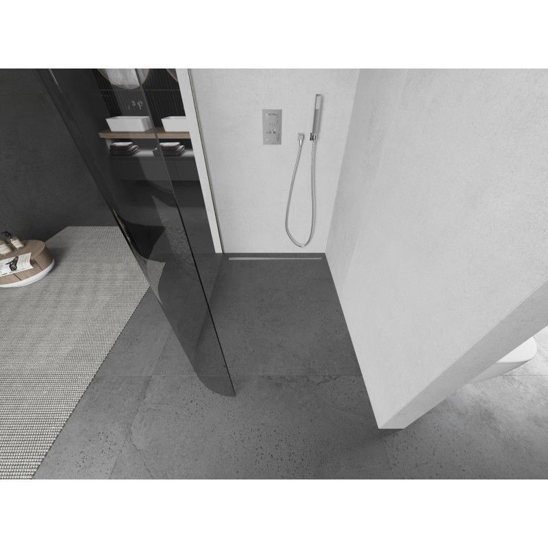 Mexen Kioto-R L Lekerekített Walk-in zuhanyfal 120 x 200 cm, átlátszó, szálcsiszolt nikkel - 800-120-103-97-06