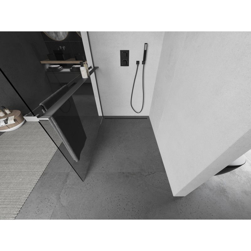 Mexen Kioto+ zuhanyfal polccal Walk-in 130 x 200 cm, átlátszó, fegyvermetál - 800-130-121-95-00