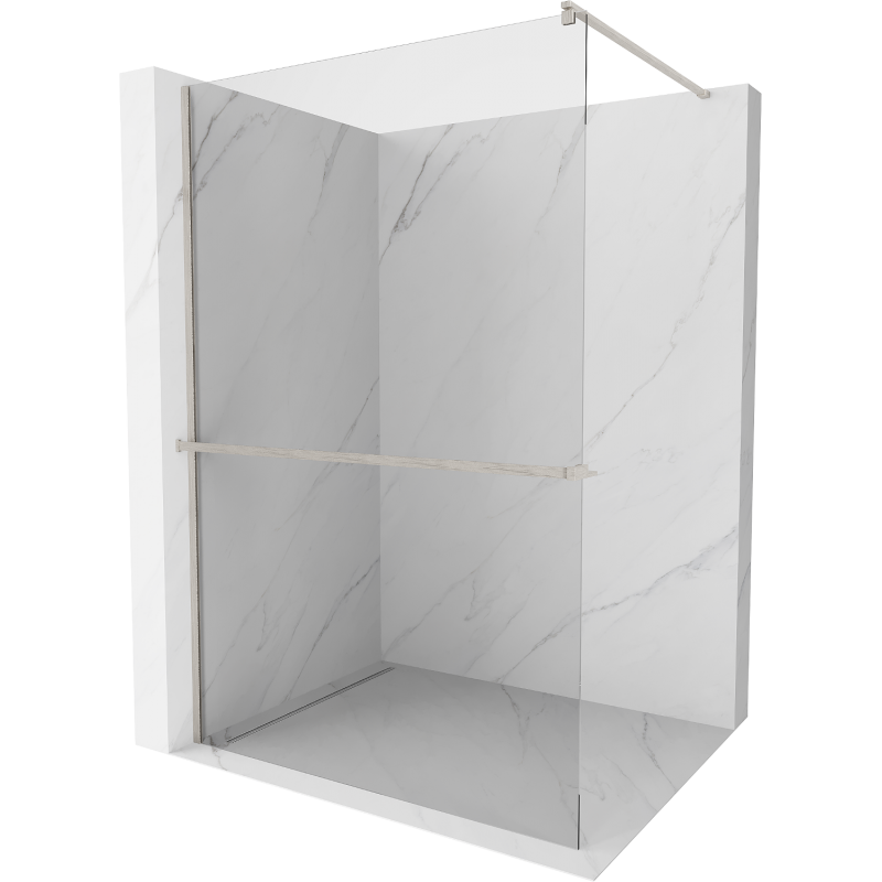 Mexen Kioto+ Walk-in zuhanyfal polccal 100 x 200 cm, átlátszó, brushed nickel - 800-100-121-97-00