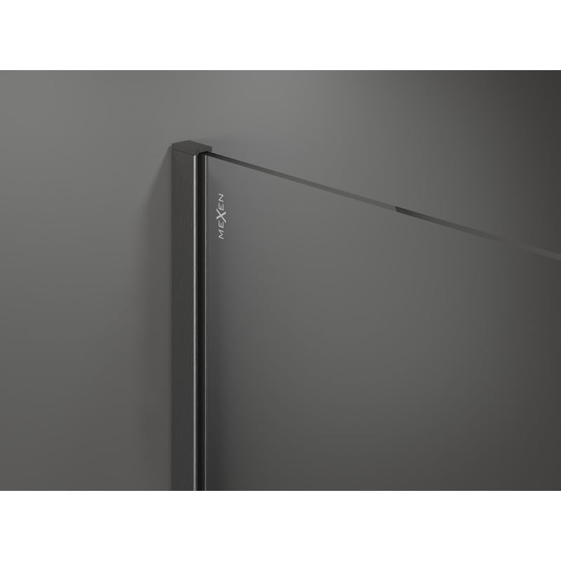 Mexen Kioto+ zuhanyfal polccal Walk-in 120 x 200 cm, fekete keret, gun gray kefe - 800-120-121-66-70