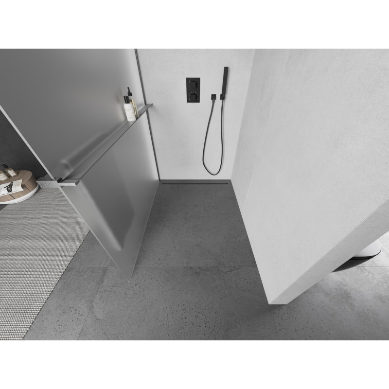 Mexen Kioto+ zuhanyfal polccal Walk-in 70 x 200 cm, derengés, gun gray kefe - 800-070-121-66-30