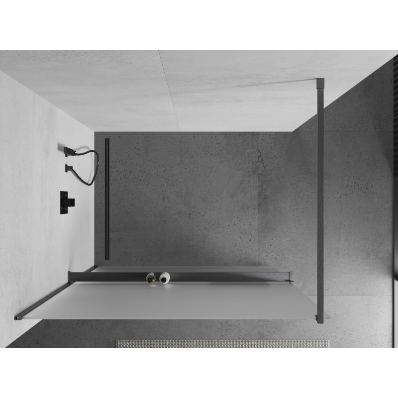 Mexen Kioto+ perete de duș cu raft Walk-in 70 x 200 cm, înghețat, gri armă periat - 800-070-121-66-30