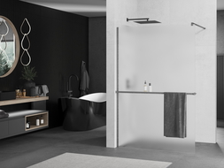 Mexen Kioto+ perete de duș cu suport Walk-in 130 x 200 cm, mat, gri armă de foc periat - 800-130-121-66-30