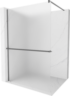 Mexen Kioto+ perete de duș cu suport Walk-in 80 x 200 cm, sticlă mată, gun metal - 800-080-121-95-30