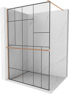 Mexen Kioto+ perete de duș cu raft Walk-in 90 x 200 cm, model negru, cupru periat - 800-090-121-65-78