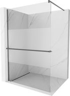 Mexen Kioto+ perete de duş cu suport Walk-in 80 x 200 cm, transparent/zăpadă, gun metal - 800-080-121-95-35