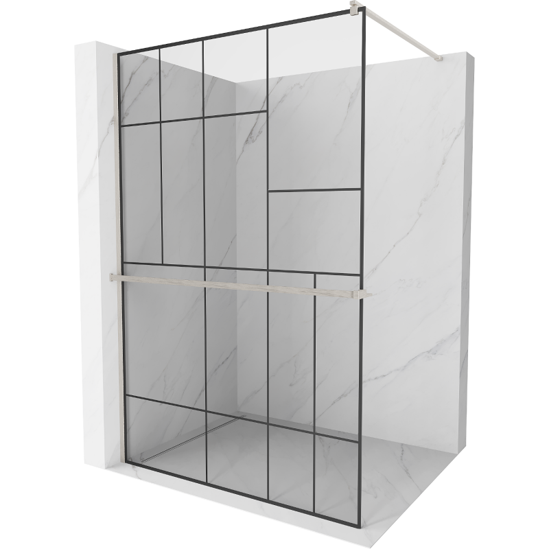 Mexen Kioto+ panou de duș cu poliță Walk-in 70 x 200 cm, model negru, nichel periat - 800-070-121-97-78
