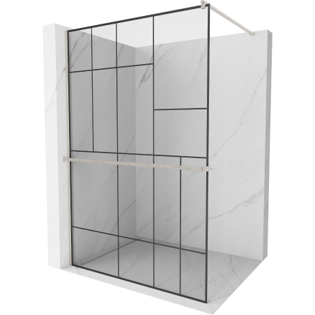 Mexen Kioto+ panou de duș cu poliță Walk-in 70 x 200 cm, model negru, nichel periat - 800-070-121-97-78