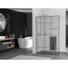 Mexen Kioto+ panou de duș cu raft Walk-in 70 x 200 cm, model negru, nichel periat - 800-070-121-97-78