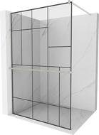 Mexen Kioto+ perete de dus cu raft Walk-in 120 x 200 cm, model negru, nichel periat - 800-120-121-97-78