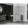 Mexen Kioto+ Walk-in zuhanyfal polccal 120 x 200 cm, fekete minta, arany csiszolt - 800-120-121-55-78