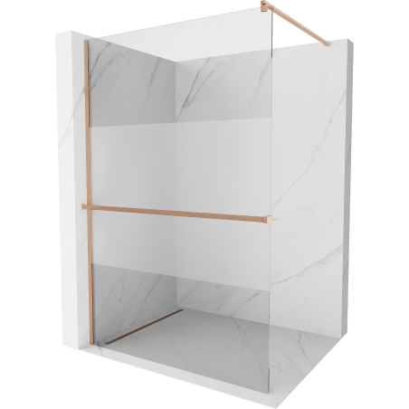 Mexen Kioto+ panou de duş cu suport Walk-in 70 x 200 cm, transparent/mat, cupru periat - 800-070-121-65-35