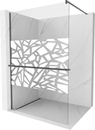 Mexen Kioto+ perete de duș cu suport Walk-in 100 x 200 cm, model alb, gri armat periat - 800-100-121-66-85