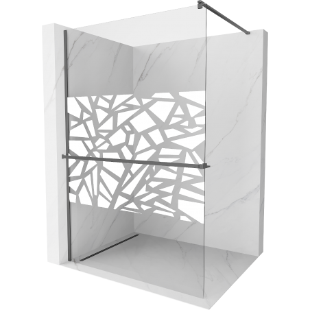 Mexen Kioto+ pereți de duș cu etajera Walk-in 140 x 200 cm, model alb, gun metal - 800-140-121-95-85