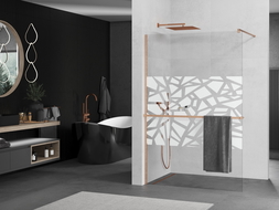 Mexen Kioto+ perete de duș cu suport Walk-in 110 x 200 cm, model alb, cupru lustruit - 800-110-121-65-85