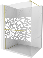 Mexen Kioto+ perete de duș cu suport Walk-in 80 x 200 cm, model alb, aurie periată - 800-080-121-55-85