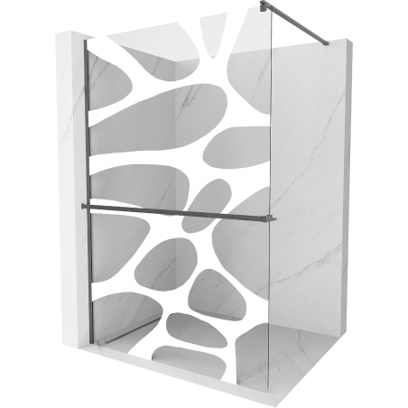 Mexen Kioto+ panou de duș cu raft Walk-in 110 x 200 cm, val alb, gri armă periat - 800-110-121-66-97