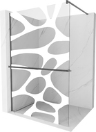 Mexen Kioto+ perete de duș cu polată Walk-in 140 x 200 cm, model alb, gri șlefuit - 800-140-121-66-97