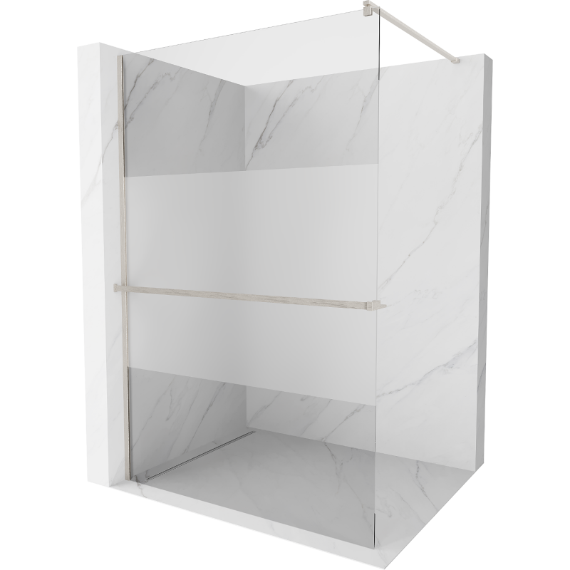 Mexen Kioto+ peretele de duș cu suport Walk-in 130 x 200 cm, transparent/mat, nichel periat - 800-130-121-97-35