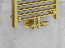 Mexen Uni-Term robinet radiator unghiular/drept, Duplex, DN50, auriu - W908-000-50
