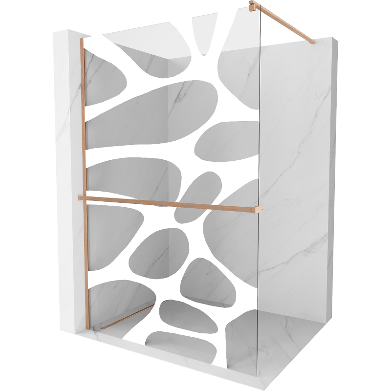 Mexen Kioto+ panou de duş cu suport Walk-in 90 x 200 cm, model alb, cupru periat - 800-090-121-65-97