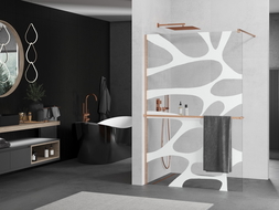 Mexen Kioto+ Walk-in zuhanyfal 100 x 200 cm, fehér minta, feszített réz - 800-100-121-65-97