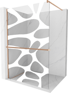 Mexen Kioto+ perete de duș cu raft Walk-in 120 x 200 cm, model alb, cupru periat - 800-120-121-65-97
