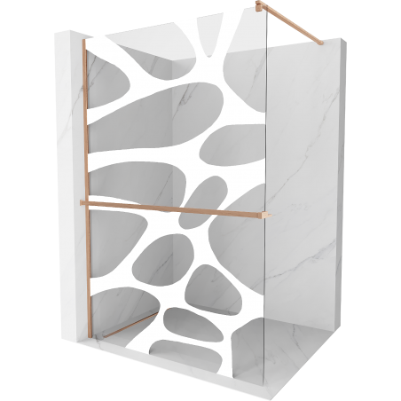 Mexen Kioto+ perete de duș cu raft Walk-in 140 x 200 cm, model alb, cupru periat - 800-140-121-65-97