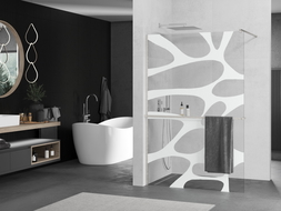 Mexen Kioto+ Walk-in zuhanyfal 120 x 200 cm, fehér mintával, kefélt nikkel - 800-120-121-97-97