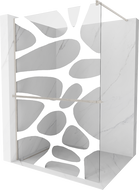 Mexen Kioto+ zuhanyfal polccal Walk-in 130 x 200 cm, fehér hullám, csiszolt nikkel - 800-130-121-97-97