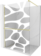 Mexen Kioto+ perete de duș cu raft Walk-in 100 x 200 cm, val alb, auriu periat - 800-100-121-55-97