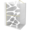 Mexen Kioto+ zuhanyfal polccal Walk-in 130 x 200 cm, fehér hullám, arany kefe - 800-130-121-55-97