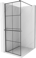 Mexen Kioto+ panoul de duş cu suport Walk-in 90 x 200 cm, model negru, gri închis periat - 800-090-121-66-77