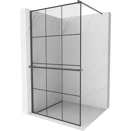 Mexen Kioto+ Walk-in zuhanyfal polc 110 x 200 cm, fekete minta, gun gray kefélt - 800-110-121-66-77