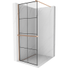 Mexen Kioto+ zuhanyfal polccal Walk-in 80 x 200 cm, fekete rács, kefezezett réz - 800-080-121-65-77