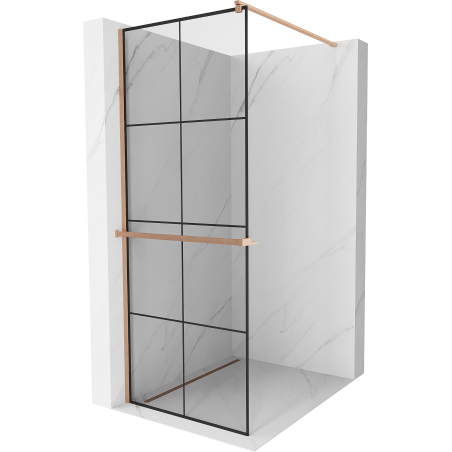 Mexen Kioto+ perete de duș cu suport Walk-in 70 x 200 cm, model negru, cupru periat - 800-070-121-65-77