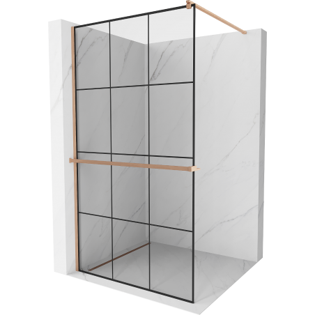 Mexen Kioto+ perete de duș cu raft Walk-in 120 x 200 cm, model negru, cupru periat - 800-120-121-65-77