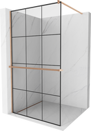 Mexen Kioto+ perete de duș cu suport Walk-in 100 x 200 cm, model negru, cupru periat - 800-100-121-65-77