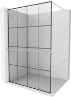 Mexen Kioto+ perete de duș cu shelf Walk-in 130 x 200 cm, model negru, nichel periat - 800-130-121-97-77