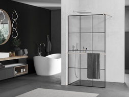 Mexen Kioto+ perete de duș cu suport Walk-in 110 x 200 cm, model negru, nichel periat - 800-110-121-97-77