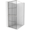 Mexen Kioto+ zuhanyfal polccal Walk-in 70 x 200 cm, fekete rács, csiszolt nikkel - 800-070-121-97-77