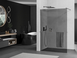 Mexen Kioto+ pereți de duș cu suport Walk-in 140 x 200 cm, grafit, gun gray periat - 800-140-121-66-40
