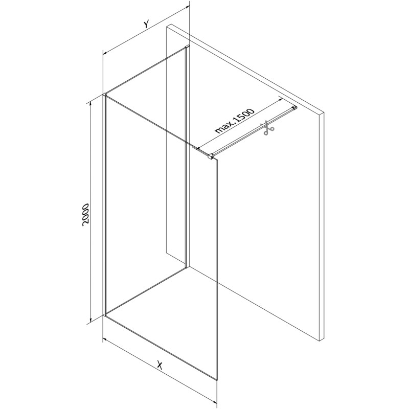 Mexen Kioto Walk-in zuhanyfal 90 x 80 cm, fekete keret, arany szálcsiszolt - 800-090-212-55-70-080