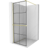 Mexen Kioto+ perete de duș cu raft Walk-in 70 x 200 cm, grilaj negru, auriu periat - 800-070-121-55-77