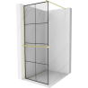 Mexen Kioto+ perete de duș cu raft Walk-in 90 x 200 cm, grilaj negru, auriu periat - 800-090-121-55-77